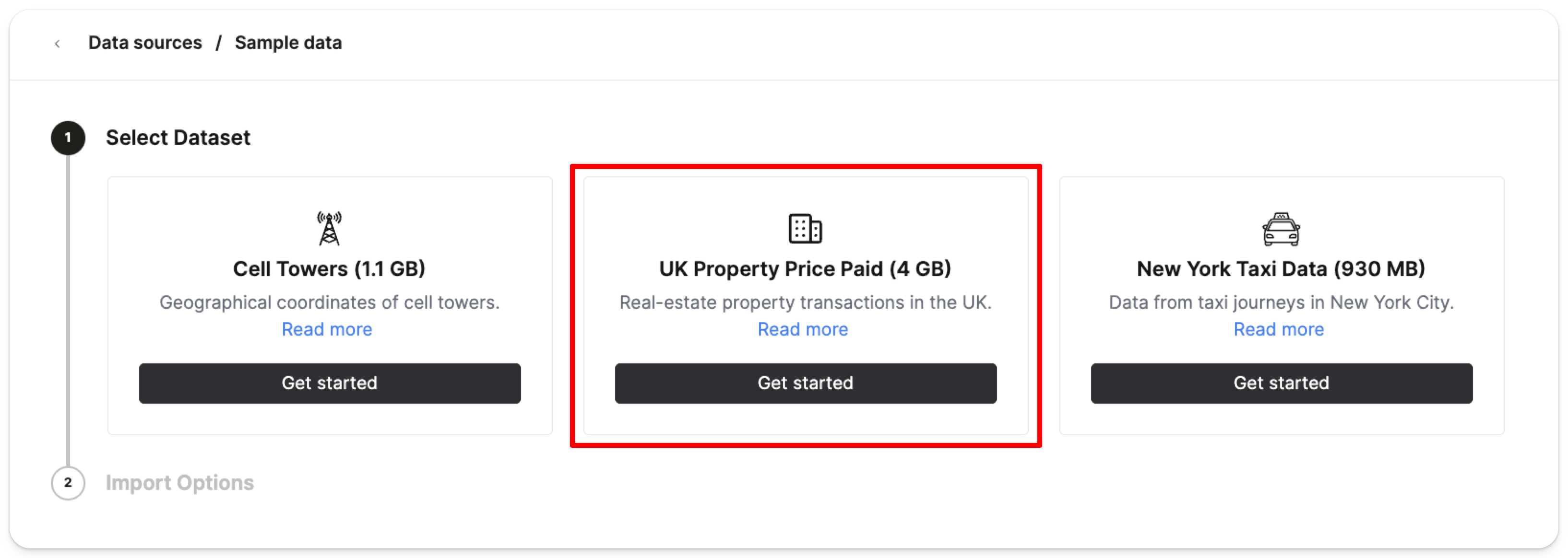 Select UK price paid dataset