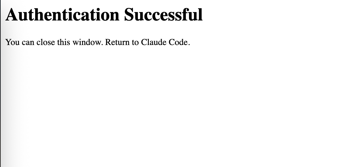 Успех процесса подключения OAuth