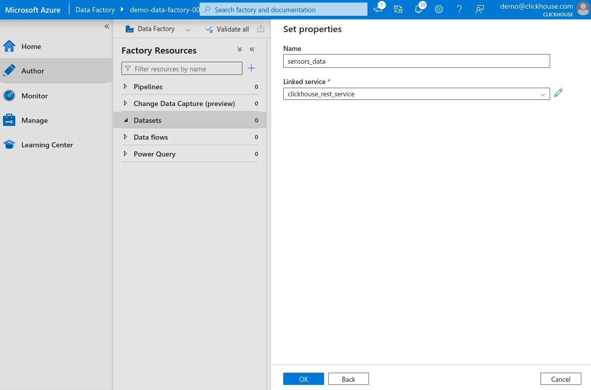 Новая страница набора данных
